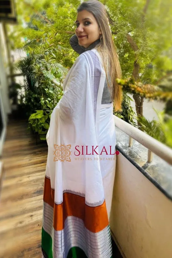 Flag_Color_Handloom_Cotton_Silk_Saree_Code-_SKL1607