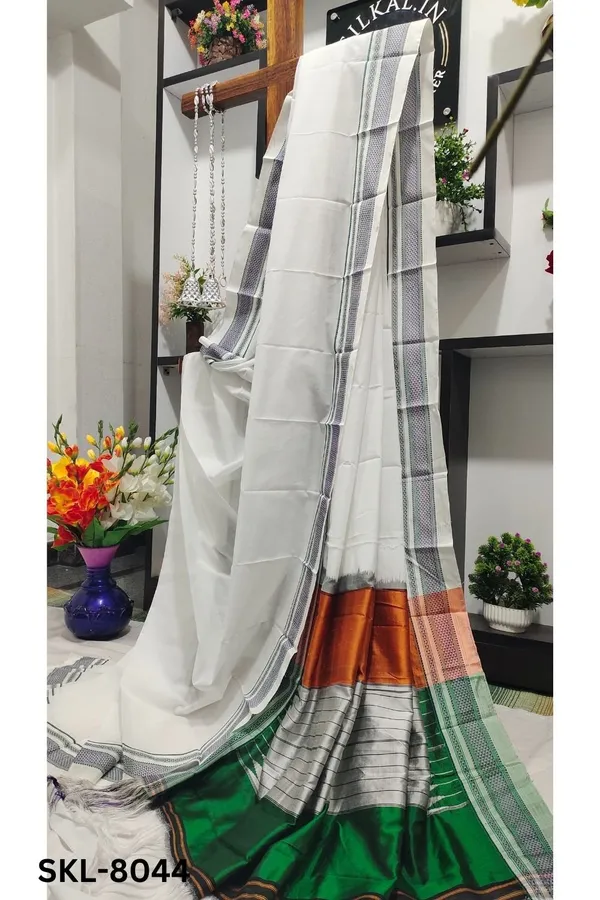 Flag_Color_Handloom_Cotton_Silk_Saree_Code-_SKL1607
