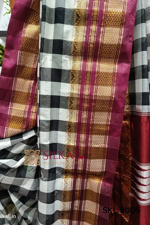 Ilkal_Checks_Cotton_Silk_Saree_Code-_SKL1006