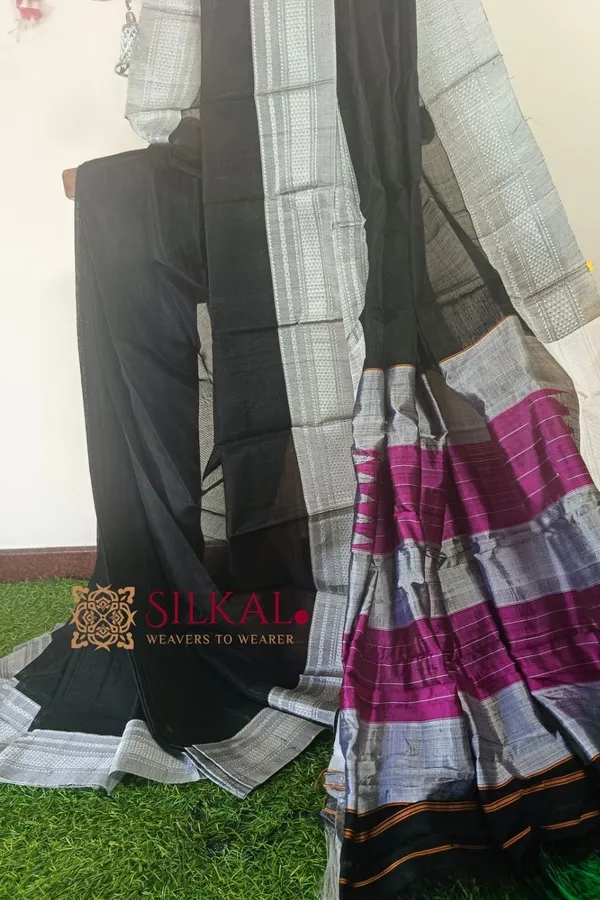 Ilkal_Handloom_Viscose_Silk_Chikki_Paras_Border_Saree_Code-_SKL1601