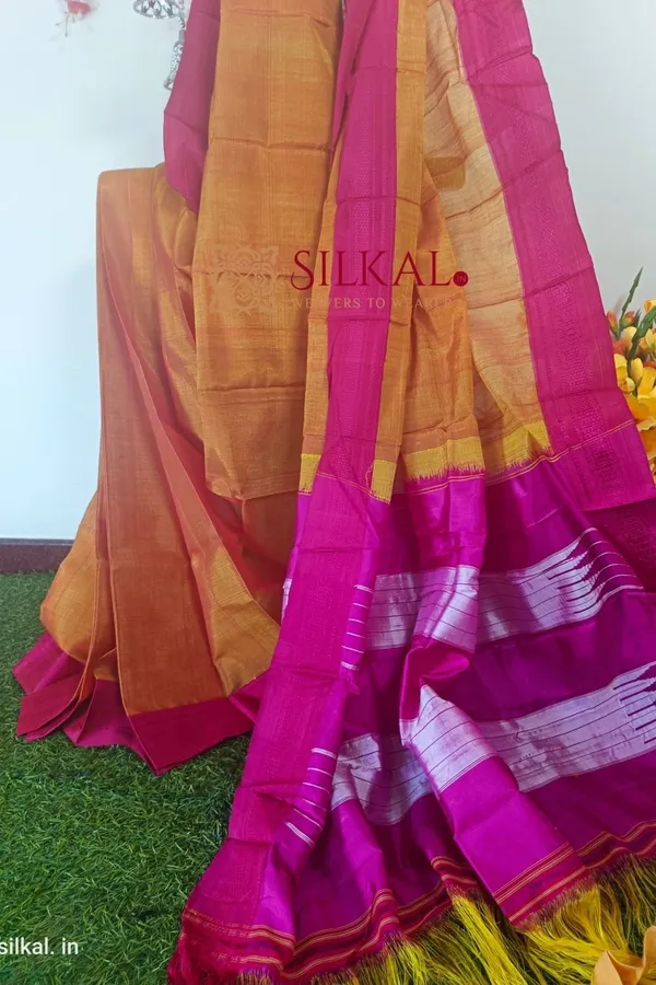 Ilkal_Handloom_Viscose_Silk_Chikki_Paras_Border_Sare_Saree_Code-_SKL1154