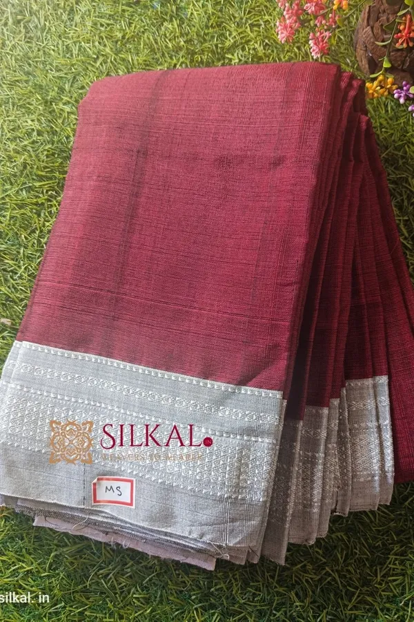 Ilkal_Handloom_Viscose_Silk_Chikki_Paras_Border_Saree_Saree_Code-_SKL1264