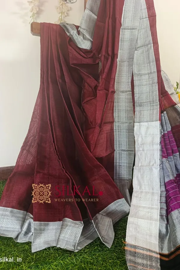 Ilkal_Handloom_Viscose_Silk_Chikki_Paras_Border_Saree_Saree_Code-_SKL1264