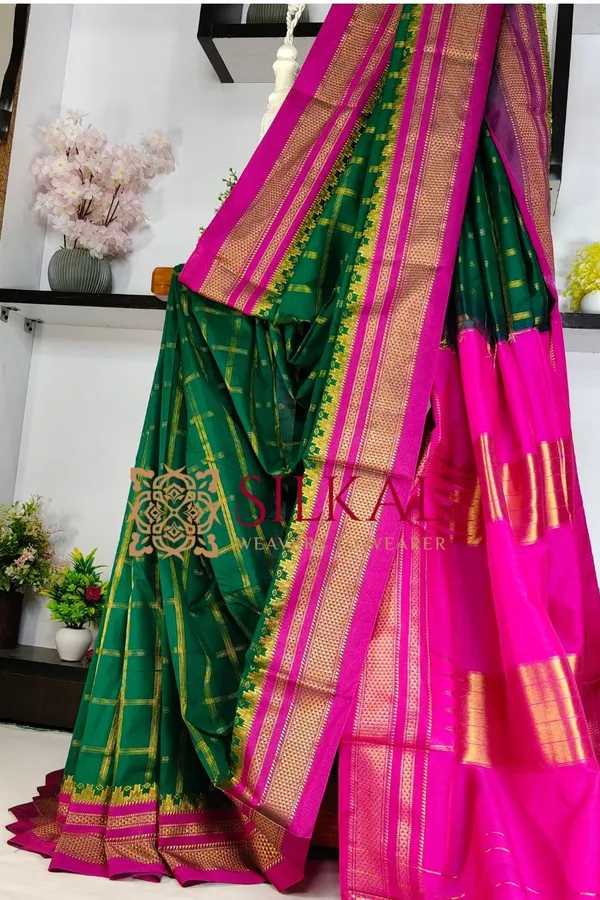 Ilkal_Cotton_Silk_Jarri_Checks_Saree_SKL04146