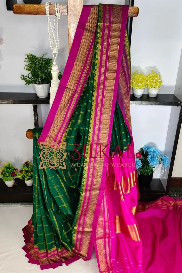 Ilkal_Cotton_Silk_Jarri_Checks_Saree_SKL04146