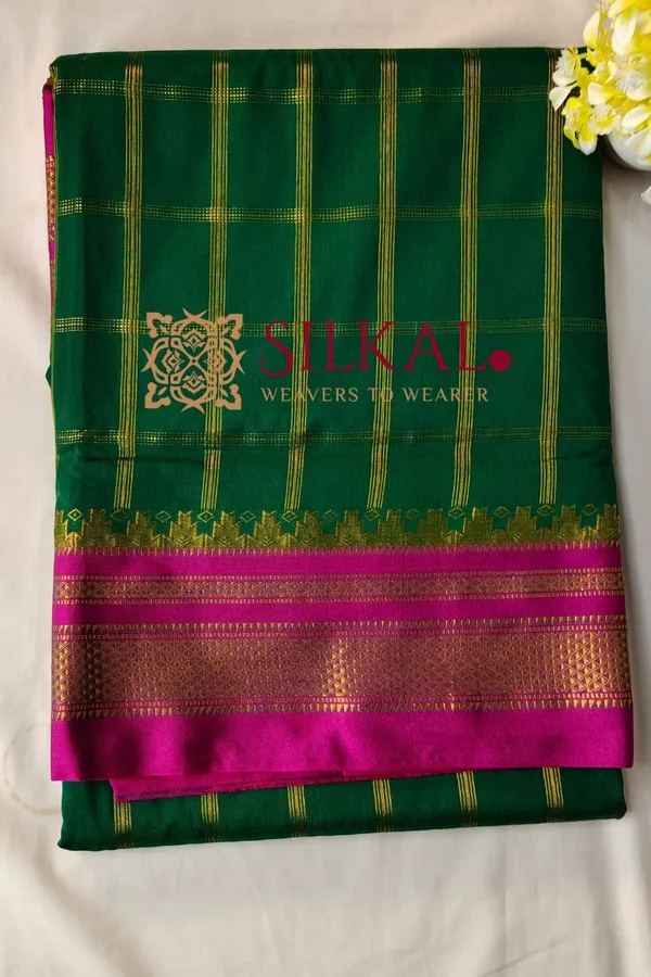 Ilkal_Cotton_Silk_Jarri_Checks_Saree_SKL04146