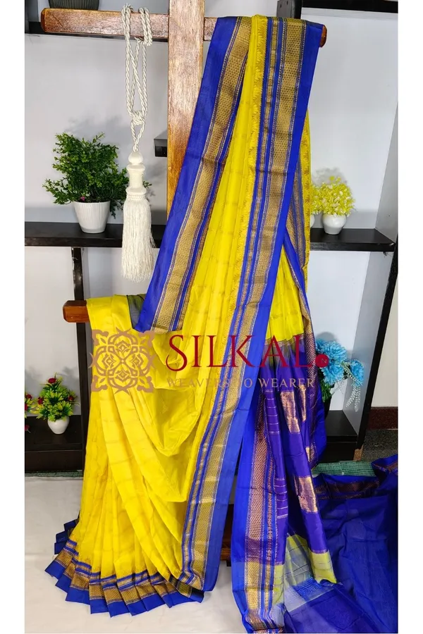 Ilkal_Cotton_Silk_Jarri_Checks_Saree_SKL04149