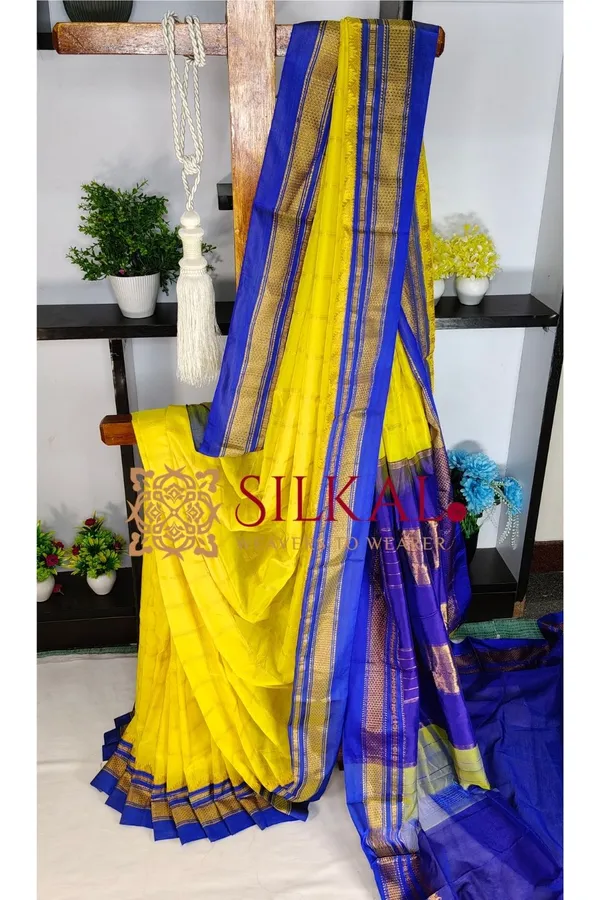 Ilkal_Cotton_Silk_Jarri_Checks_Saree_SKL04149