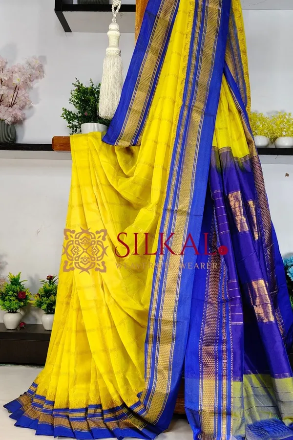 Ilkal_Cotton_Silk_Jarri_Checks_Saree_SKL04149