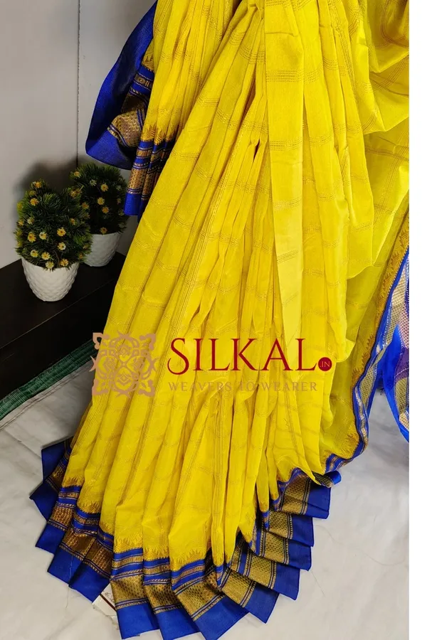 Ilkal_Cotton_Silk_Jarri_Checks_Saree_SKL04149