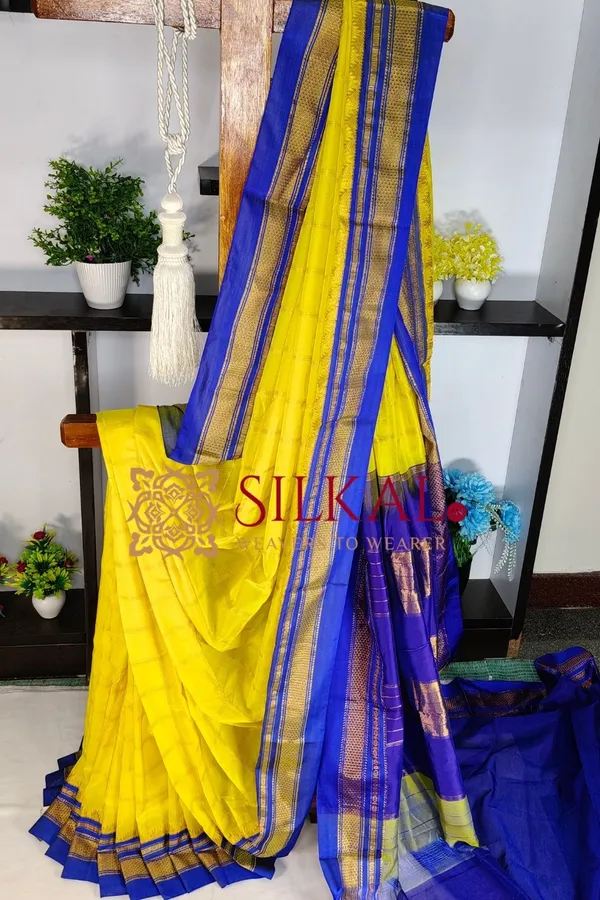 Ilkal_Cotton_Silk_Jarri_Checks_Saree_SKL04149