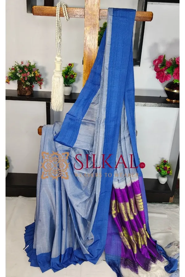 Ilkal_Handloom_Viscose_Silk_Chikki_Paras_Border_Saree_Code-_SKL1602