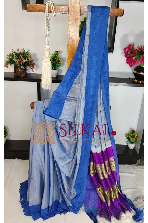 Ilkal_Handloom_Viscose_Silk_Chikki_Paras_Border_Saree_Code-_SKL1602