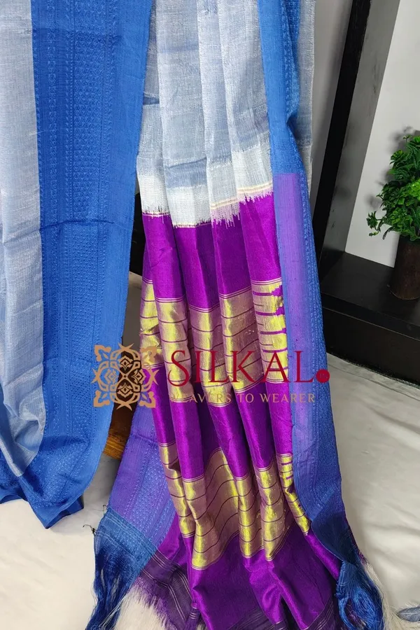 Ilkal_Handloom_Viscose_Silk_Chikki_Paras_Border_Saree_Code-_SKL1602