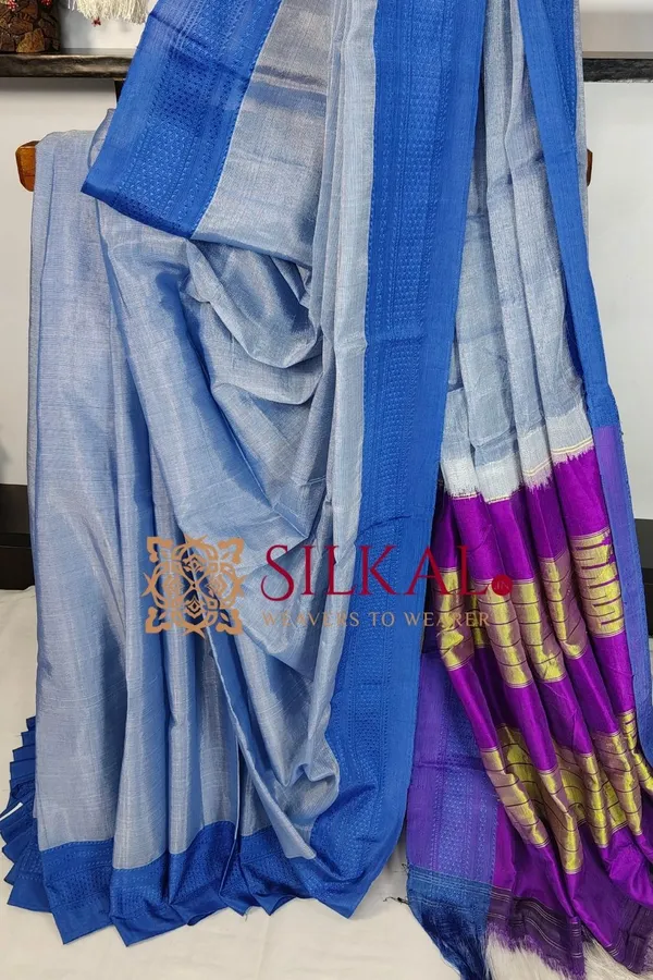 Ilkal_Handloom_Viscose_Silk_Chikki_Paras_Border_Saree_Code-_SKL1602