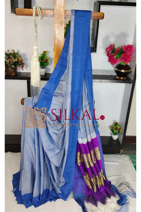Ilkal_Handloom_Viscose_Silk_Chikki_Paras_Border_Saree_Code-_SKL1602