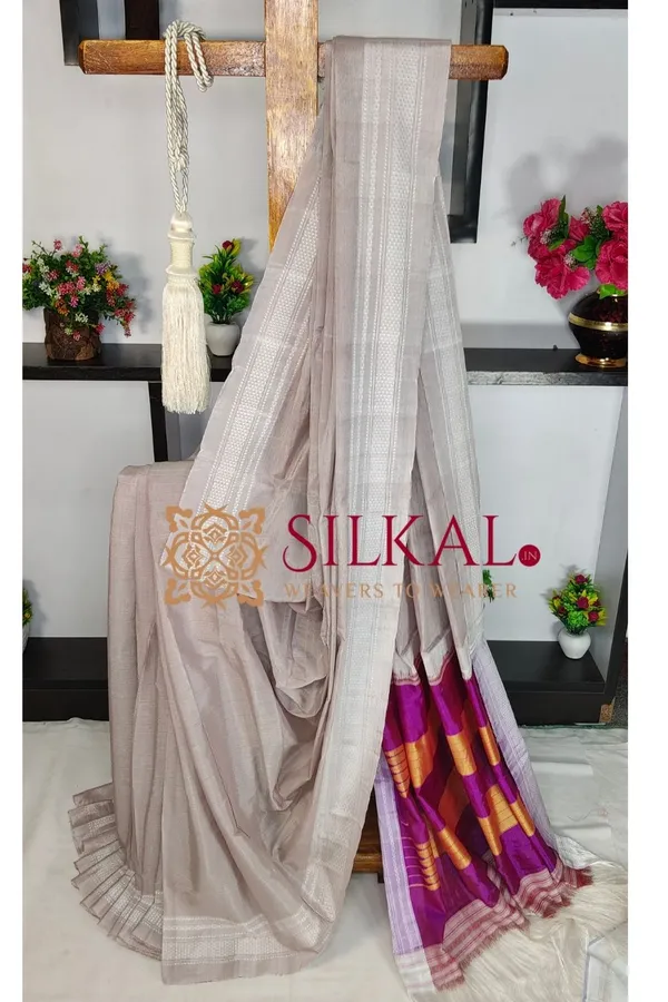 Ilkal_Handloom_Viscose_Silk_Chikki_Paras_Border_Saree_Code-_SKL03838