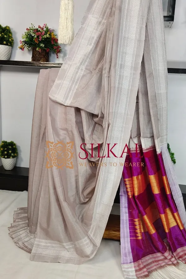 Ilkal_Handloom_Viscose_Silk_Chikki_Paras_Border_Saree_Code-_SKL03838