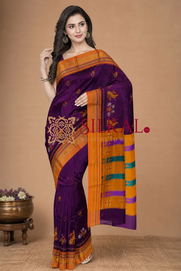 Ilkal_Kasuti_Work_Silk_By_Cotton_Saree_Code-_SKL1634
