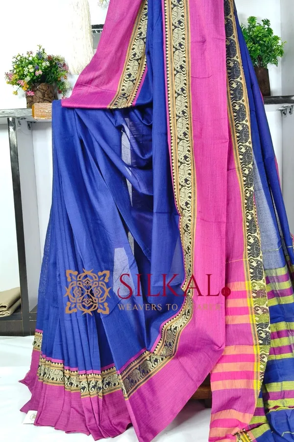 Narayan_Peth_Plain_Cotton_Saree_With_Patti_Pallu_Code-_SKL03582