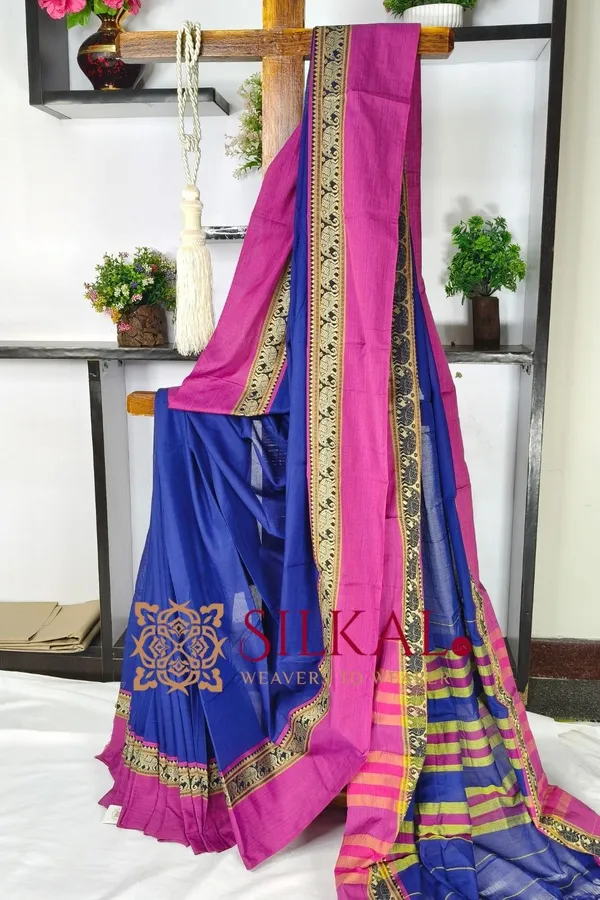 Narayan_Peth_Plain_Cotton_Saree_With_Patti_Pallu_Code-_SKL03582