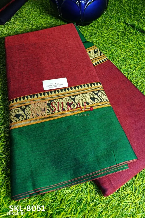 Narayan_Peth_Plain_Cotton_Saree_With_Patti_Pallu_Saree_Code-_SKL1609