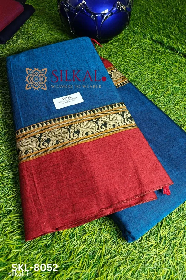 Narayan_Peth_Plain_Cotton_Saree_With_Patti_Pallu_Code-_SKL1157