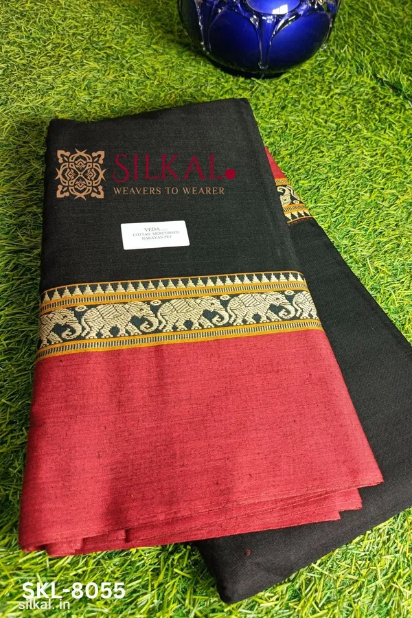 Narayan_Peth_Plain_Cotton_Saree_With_Patti_Pallu_Code-_SKL1612