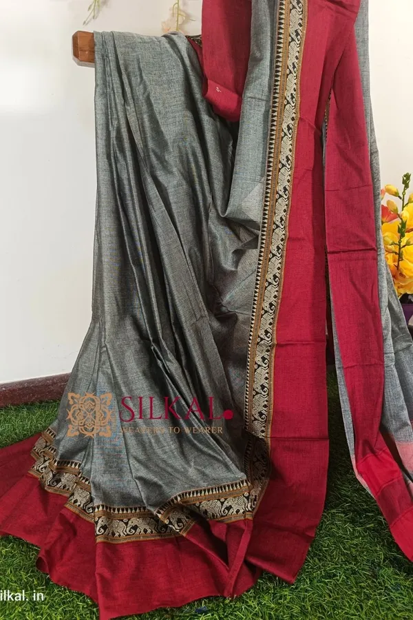 Narayan_Peth_Plain_Cotton_Saree_With_Patti_Pallu_Saree_Code-_SKL1604