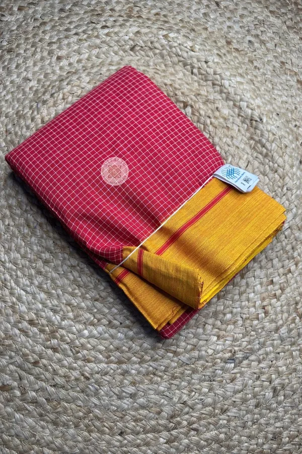 Patteda_Anchu_Checks_With_Plain_Border_Saree_Code-_SKL1034