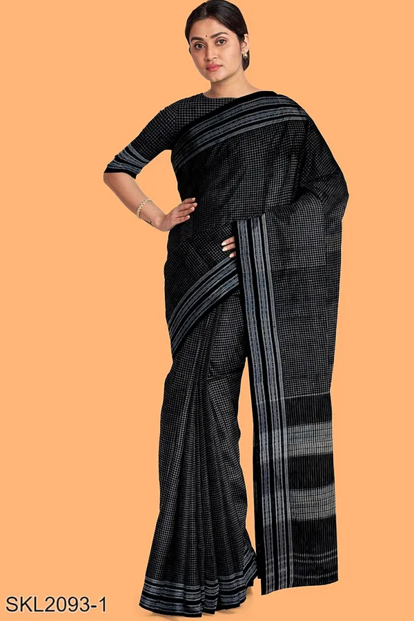 Patteda_Anchu_Pure_Cotton_With_Gaadi_Dhadi_Border_Saree_Saree_Code-_SKL1004