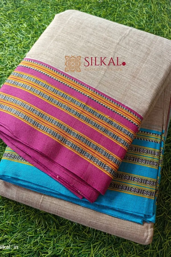 Patteda_Anchu_Pure_Cotton_With_Gaadi_Dhadi_Border_Saree_Saree_Code-_SKL1526