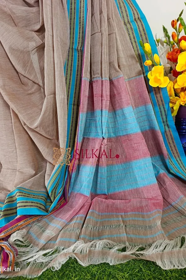 Patteda_Anchu_Pure_Cotton_With_Gaadi_Dhadi_Border_Saree_Saree_Code-_SKL1526