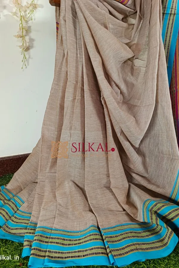 Patteda_Anchu_Pure_Cotton_With_Gaadi_Dhadi_Border_Saree_Saree_Code-_SKL1526