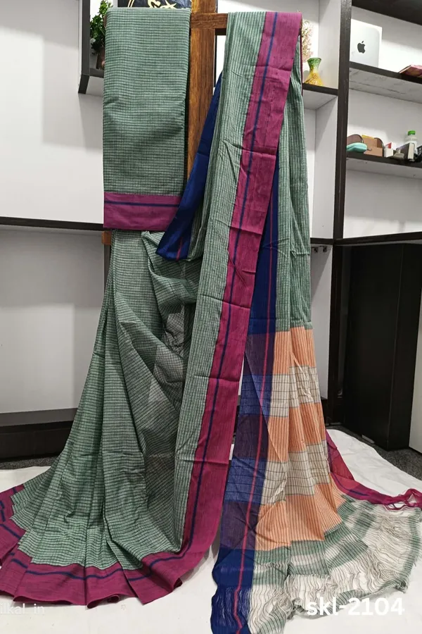 Patteda_Anchu_Pure_Cotton_Handwoven_Saree_Code-_SKL1131