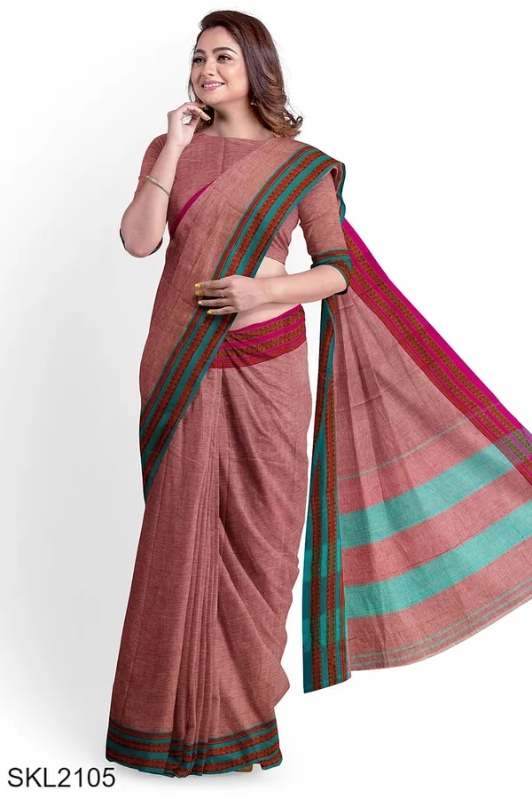 Patteda_Anchu_Pure_Cotton_With_Gaadi_Dhadi_Border_Saree_Saree_Code-_SKL1527
