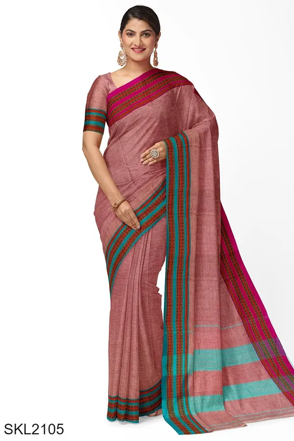 Patteda_Anchu_Pure_Cotton_With_Gaadi_Dhadi_Border_Saree_Saree_Code-_SKL1527