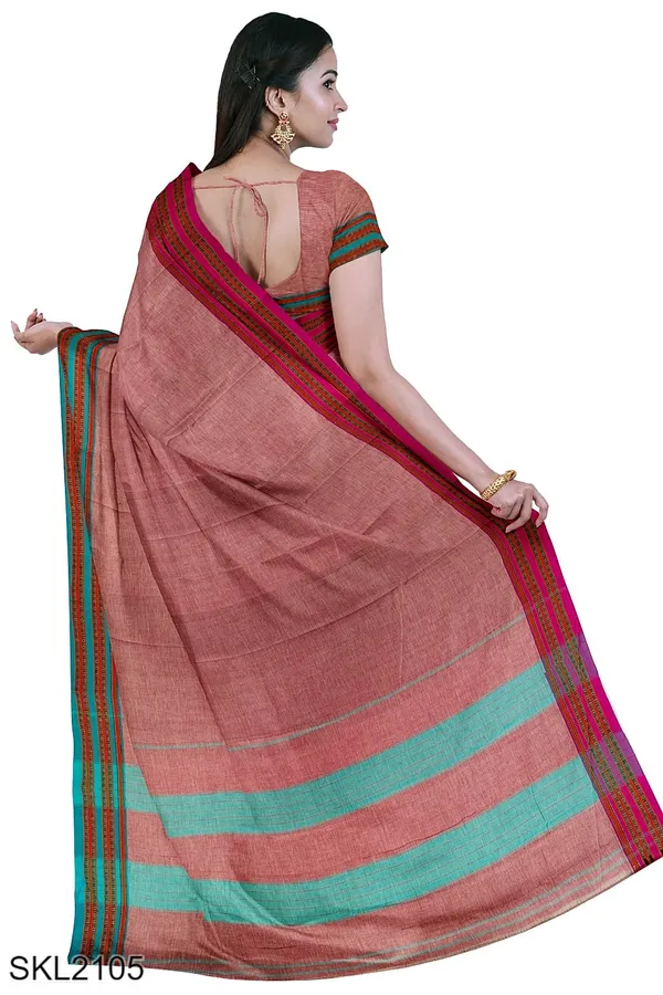 Patteda_Anchu_Pure_Cotton_With_Gaadi_Dhadi_Border_Saree_Saree_Code-_SKL1527