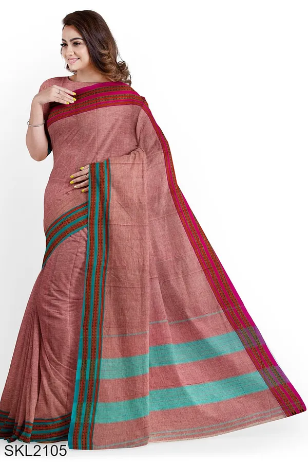 Patteda_Anchu_Pure_Cotton_With_Gaadi_Dhadi_Border_Saree_Saree_Code-_SKL1527
