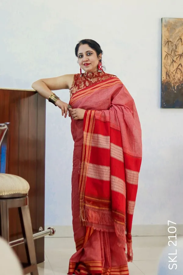 Patteda_Anchu_Pure_Cotton_With_Ghumi_Border_Saree_Saree_Code-_SKL1132
