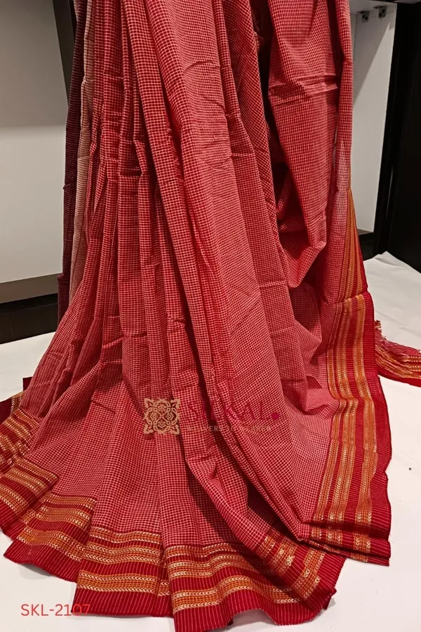 Patteda_Anchu_Pure_Cotton_With_Ghumi_Border_Saree_Saree_Code-_SKL1132