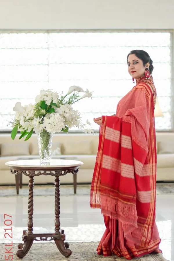 Patteda_Anchu_Pure_Cotton_With_Ghumi_Border_Saree_Saree_Code-_SKL1132