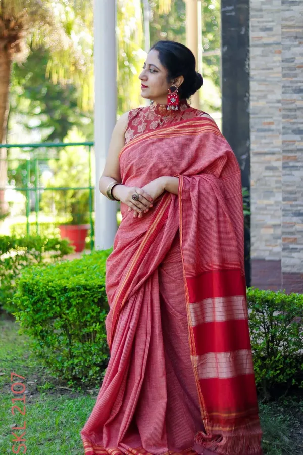 Patteda_Anchu_Pure_Cotton_With_Ghumi_Border_Saree_Saree_Code-_SKL1132