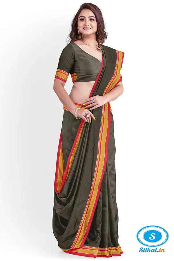 Ilkal_Plain_Cotton_Saree_With_Chikki_Paras_Border_Saree_Code-_SKL1669