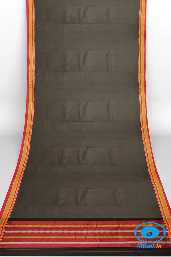 Ilkal_Plain_Cotton_Saree_With_Chikki_Paras_Border_Saree_Code-_SKL1669