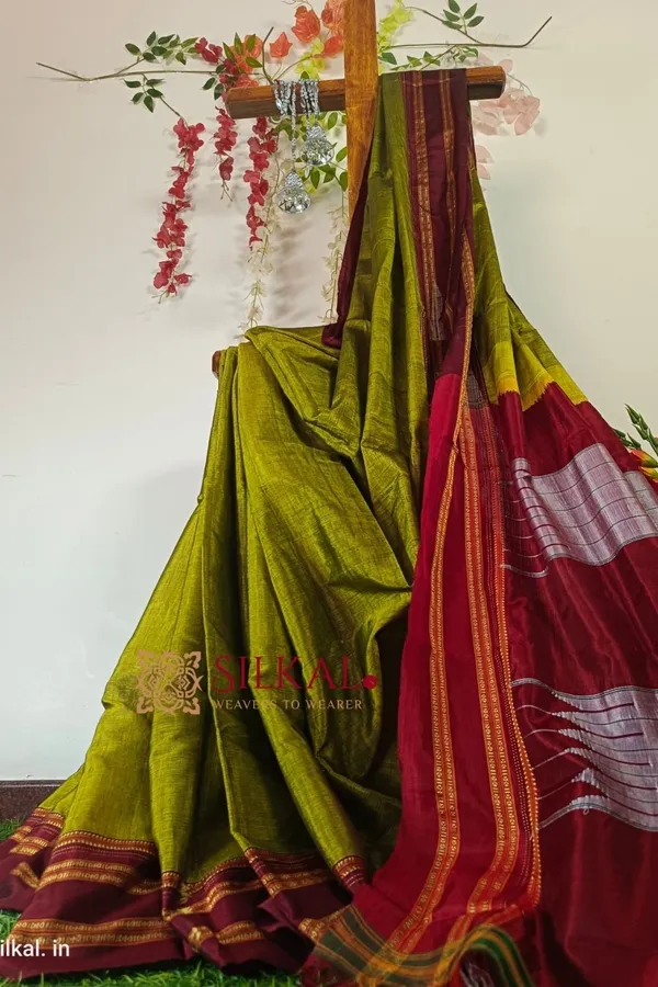 Ilkal_Handloom_Viscose_Cotton_Silk_Special_Gayatri_Border_Saree_Code-_SKL1369