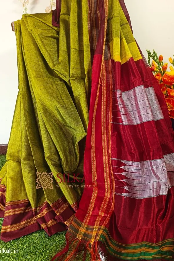 Ilkal_Handloom_Viscose_Cotton_Silk_Special_Gayatri_Border_Saree_Code-_SKL1369