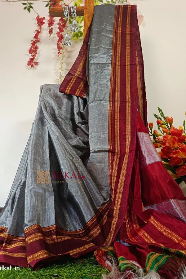 Ilkal_Handloom_Viscose_Cotton_Silk_Special_Gayatri_Border_Saree_Code-_SKL1258