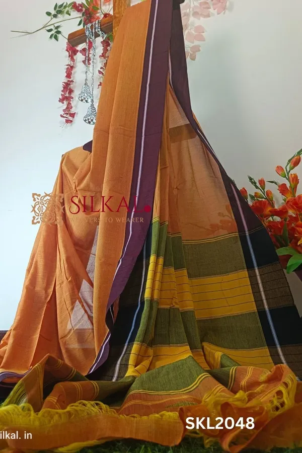 Patteda_Anchu_Pure_Cotton_Handloom_Saree_Saree_Code-_SKL1379