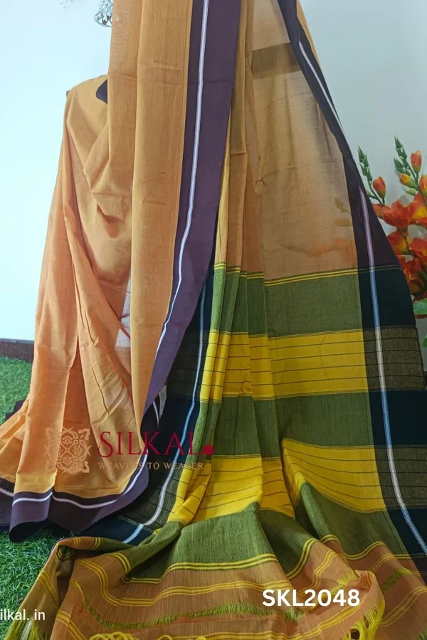 Patteda_Anchu_Pure_Cotton_Handloom_Saree_Saree_Code-_SKL1379